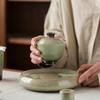 Ofen wird smaragdgrün, geschlossene Schale Chinesische Keramik Einzelstück mit Deckel Sancai großer Teekocher Teetasse Haushalt Kung Fu Teeschale