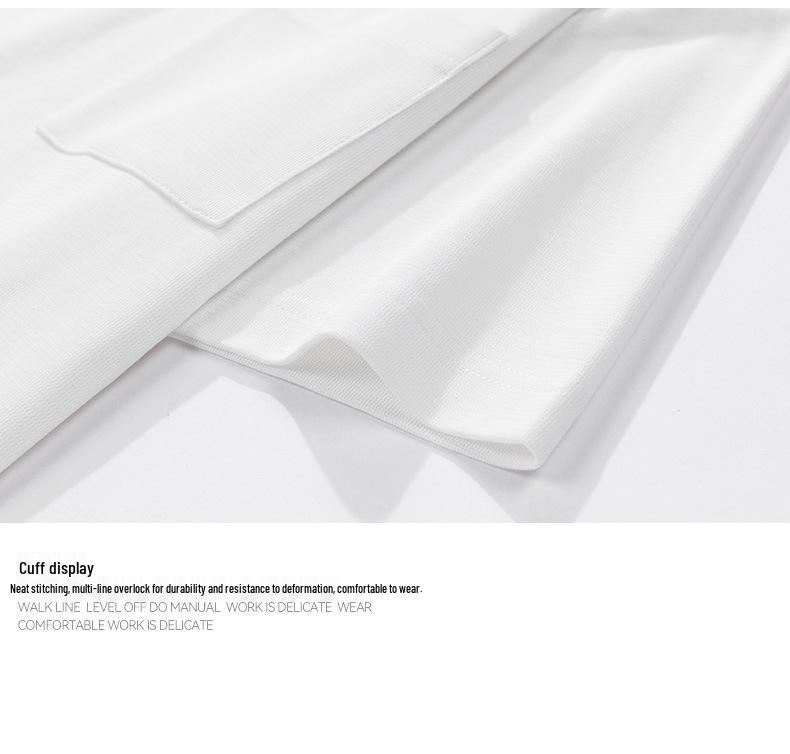 Men's Summer Heavyweight Pocket T-Shirt - Loose Fit, Solid Color, Short Sleeve, Slit Design.