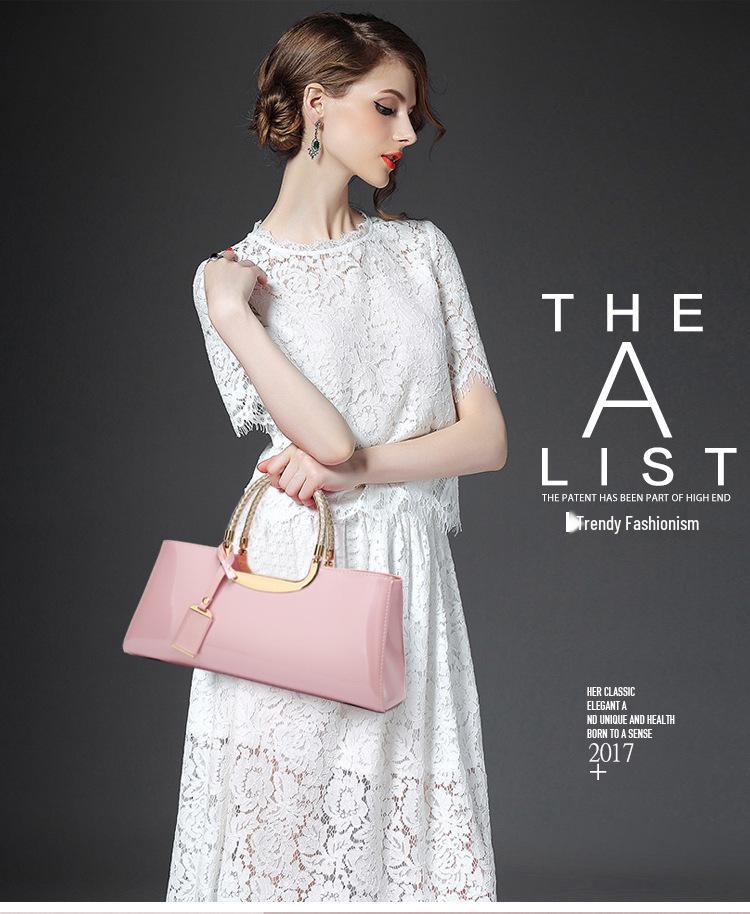 2025 Hot-Selling Women's Glossy Patent Leather Handbag: European & American Style Bridal Wedding & Evening Bag