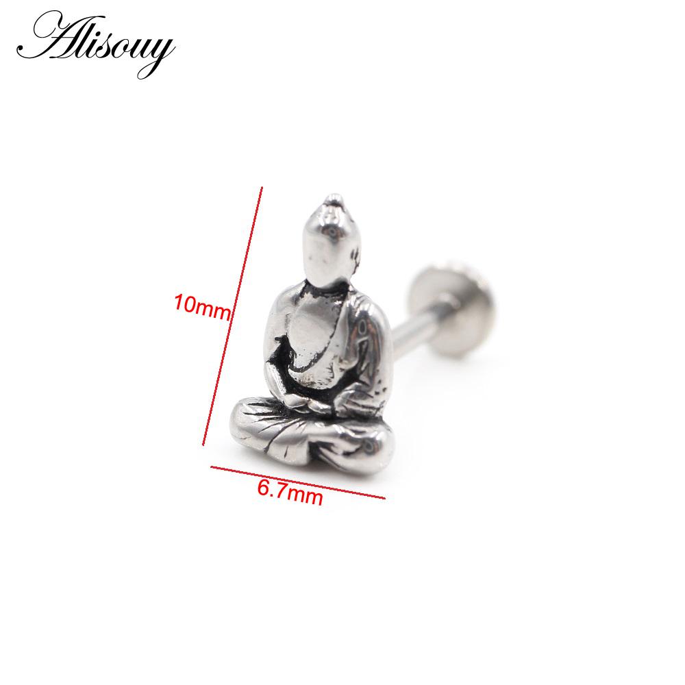 Alisouy 1 Stück Edelstahl Stern Mond Kreuz Schlange Totenkopf Tragus Helix Bar Labret Lippenring Knorpel Ohr Ohrring Piercing Schmuck