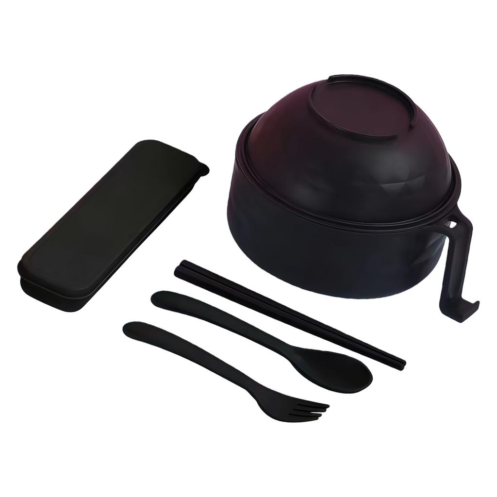 Complete Microwave Ramen Set Includes Bowl Cover Strainer Utensils Spoon Chopsticks Fork For Convenient Meals