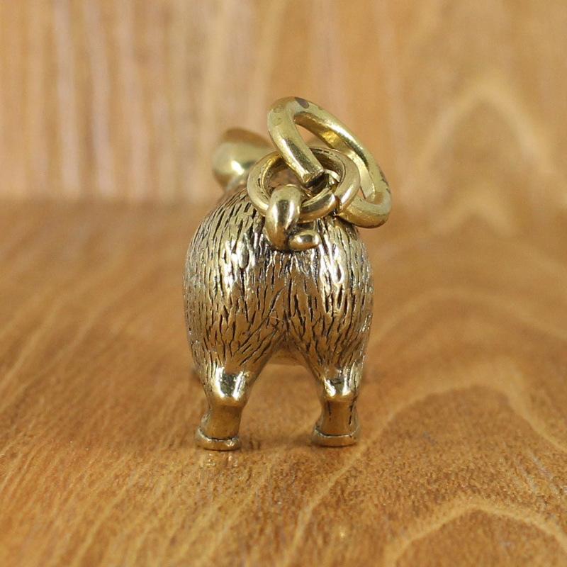 1pcs Brass Pig Hair Pig Pendant Keychain Decoration for Boys' Birthday Gift Ornament Zodiac Pig Desktop Ornament Home Decorations Keychain Pendant
