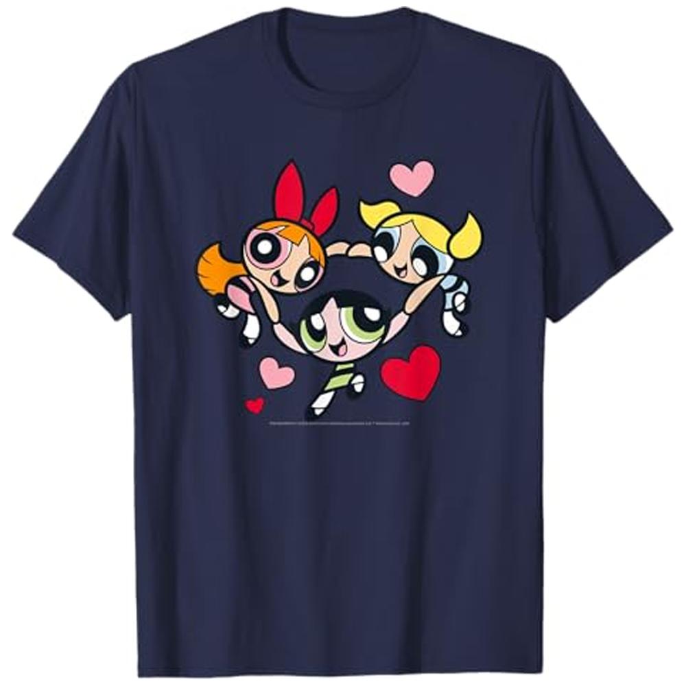 The Powerpuff Girls Girls Heart Circle Cotton T-Shirt
