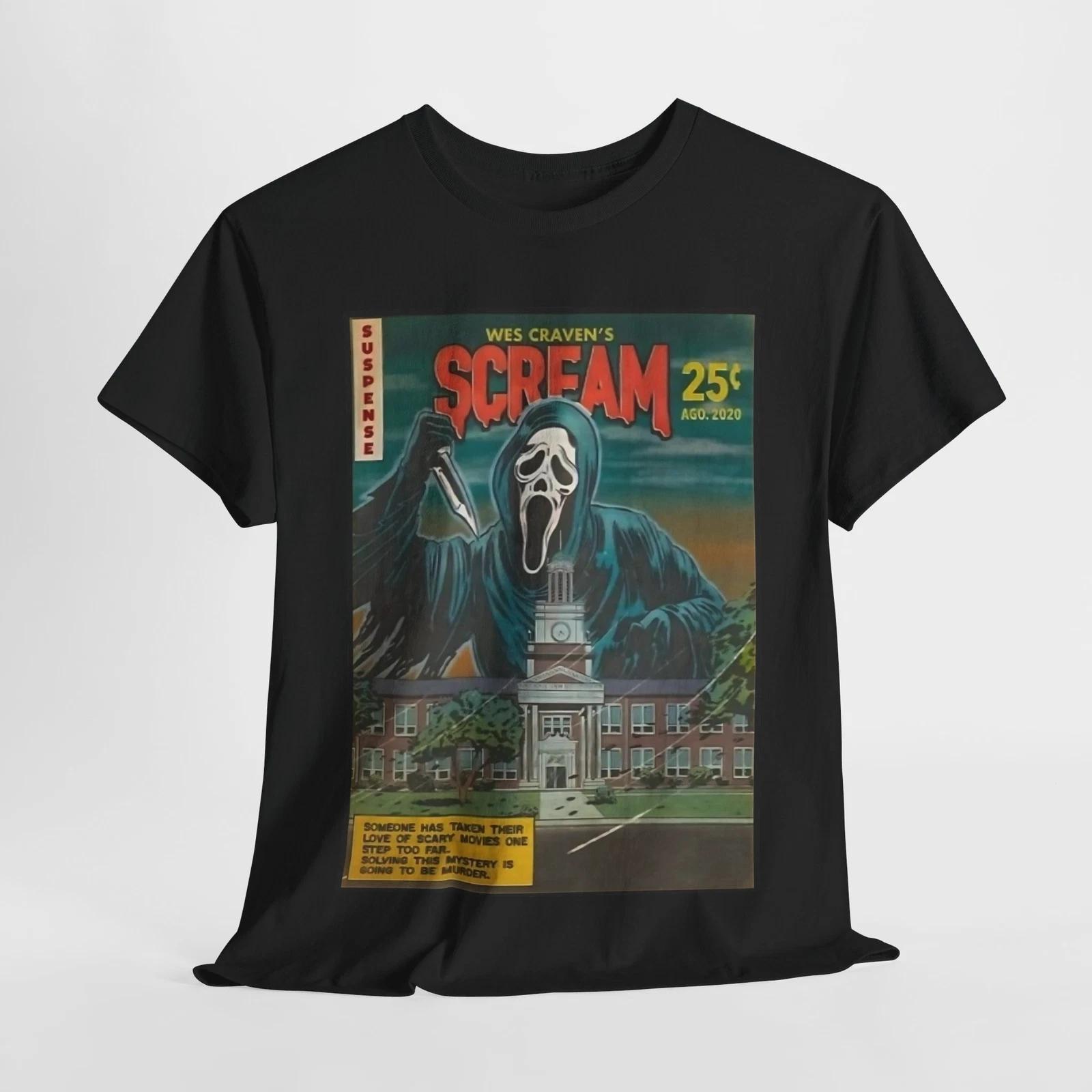 Scream Movie Wes Craven T shirt Unisex Heavy Cotton Tee 2XL