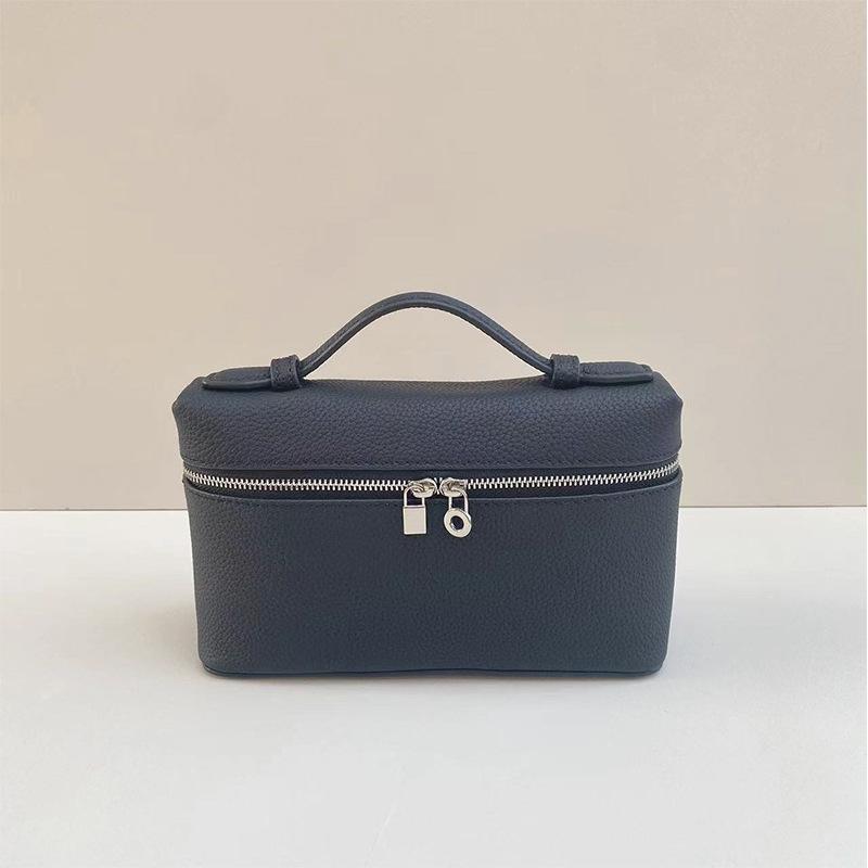 LP19 Leather Women's Bag Versatile Temperament Lunch Box Bag Gigi Same Style Single Shoulder Crossbody Handbag Lychee Pattern Makeup Bag
