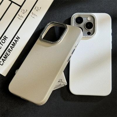 Hartes PC Dünnes Case mit Lychee-Muster für iPhone 16 15 14 Plus 13 12 Pro Max Wärmeableitung Magsafe Wireless Charge Hülle