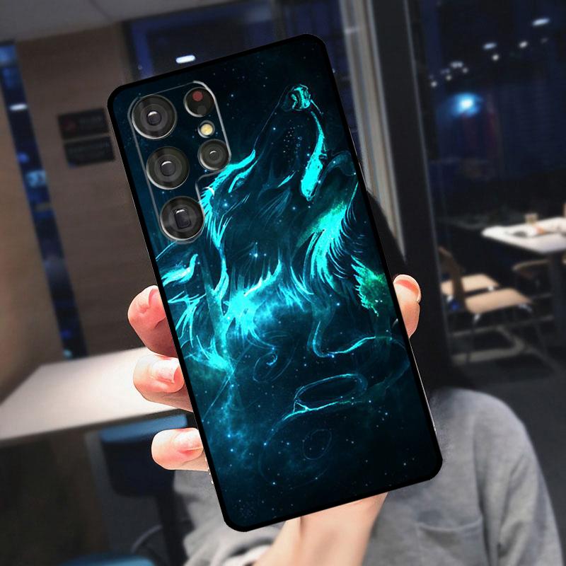 Sternen Tier Wolf Hülle Für Samsung Galaxy S23 S24 S25 Ultra S21 S22 S20 S9 S10 Plus S21 FE S24 FE Handyhülle