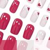 24 Pieces Of Manicure Rose Red Love Triangle Sweet Cool Babes Medium And Long Square Wearing Nail