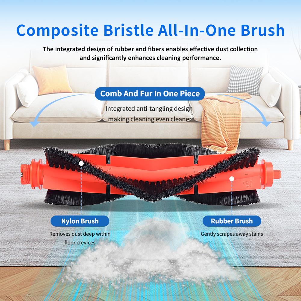 Main Brush Replacement For Xiaomi S20 D106 E10 B112 E10C E12 C103 3C Enhanced Edition 3C Plus Robotic Vacuum Cleaner Accessories