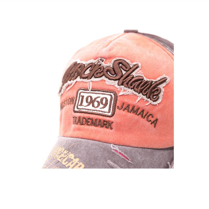 Old cap color matching pure cotton sunshade baseball cap curved brim hat adjustable large brim retro style