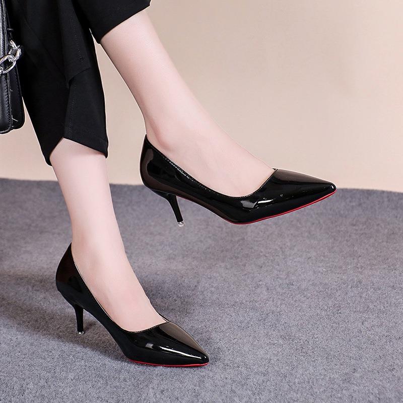 High Heels Women's High Sense Versatile Thin Heels Pointed Celebrity Royal Sister Style Shiny Sexy Single Shoes Fun