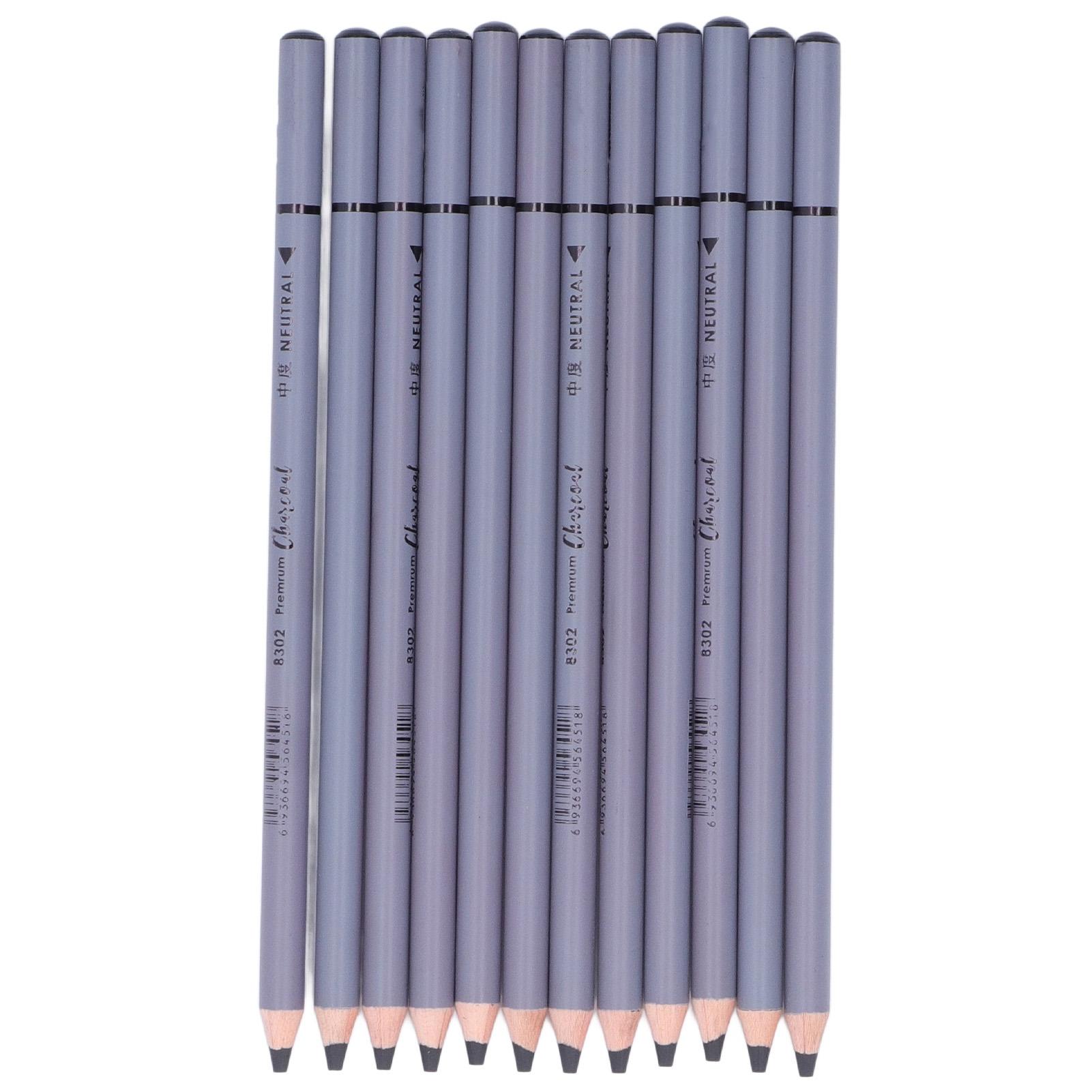 

12 шт. Угольные карандаши Гибкие Пишут плавно Легко использовать Угольные художественные принадлежности для детального рисования Эскизирования Живописи