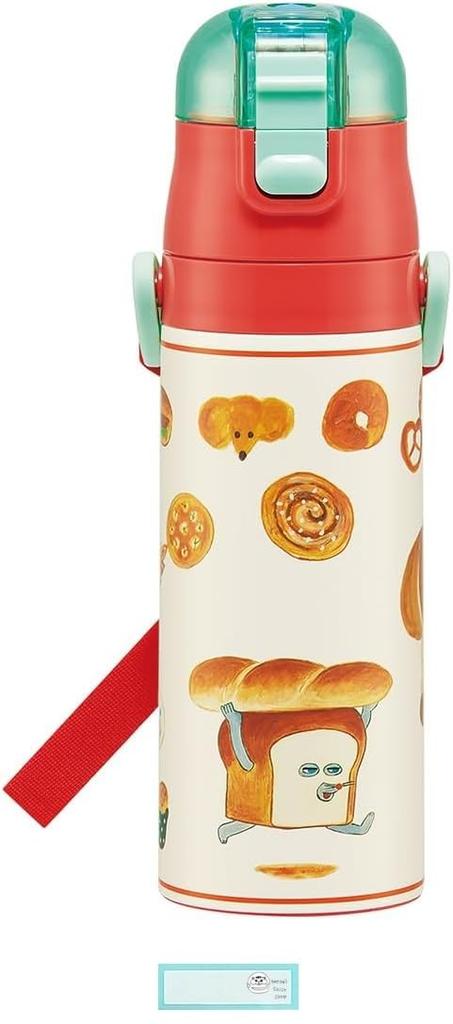 Pan Dorobou Water Bottle Direct Drinking Sports Bottle Stainless Steel One Touch Bottle Cold Storage Only 470ml Set Name (Water Bottle, Sticker)