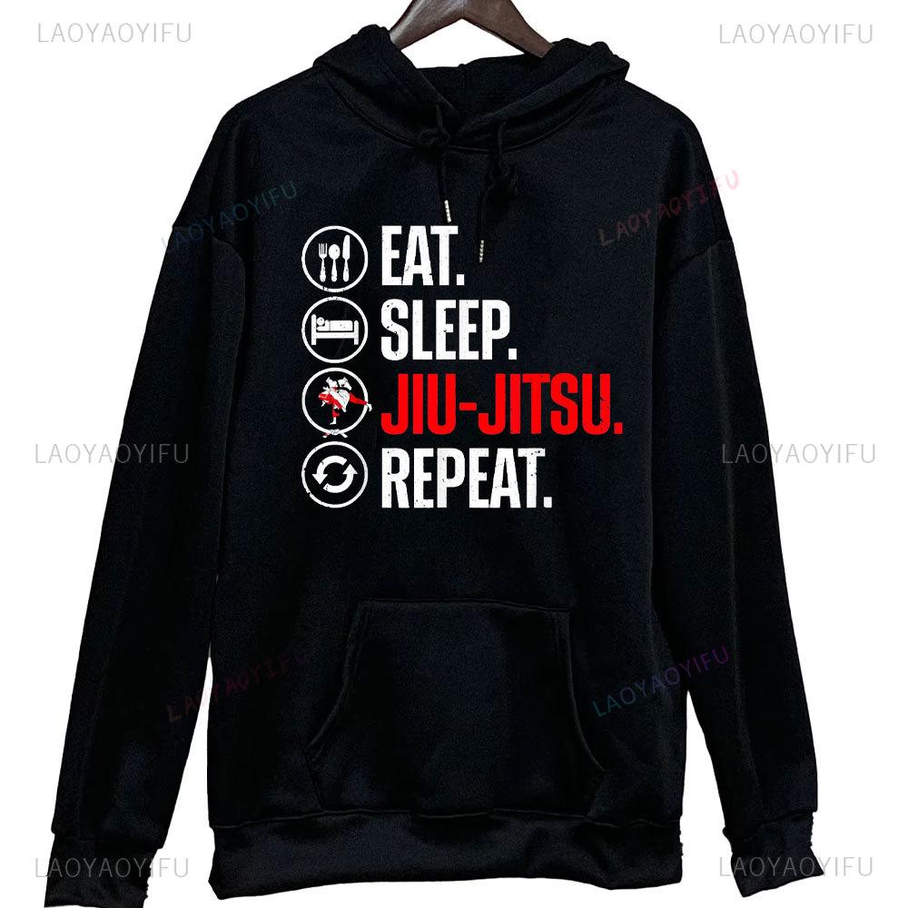 Black Hoodie Retro Jiu-Jitsu Hoodie BJJ Funny Martial Arts Fathers Day Gifts Sweatshirts Harajuku Autumn Winter Pullover Top