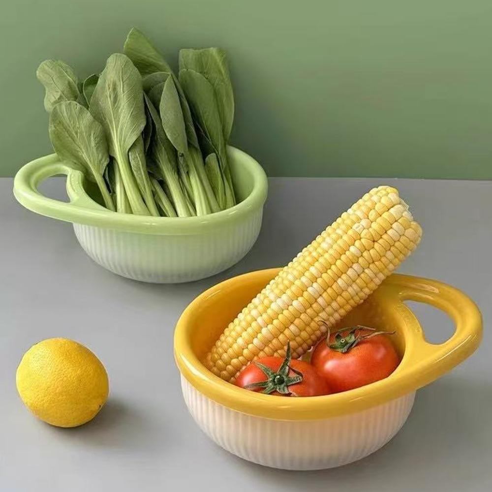 Double-layer Resistant Sink Strainer Leftover Drain Basket Fruit and Vegetable Washing Basket Hanging Drainer Rack Kitchen Accessories Storage Box