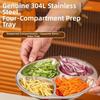 Round Stainless Steel Divided Plate Thicken Large Capacity Vegetable Preparation Plate with Compartment Dessert Fruit Plates