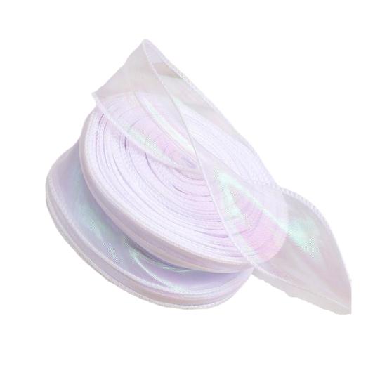 Sheer Tulle Ribbon 3.8 Yards Craft Decorative Ribbon Iridescent Tulle Ribbon Roll for Flowers Wedding Invitations Gift Wrapping