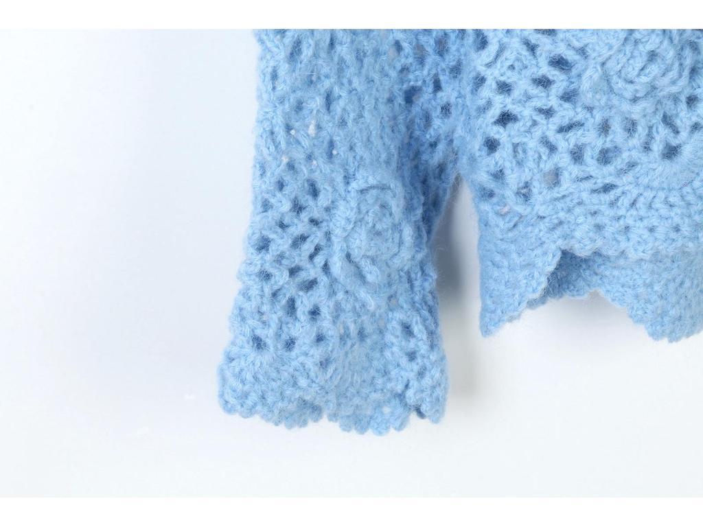 Handmade Retro Rose Crochet Openwork Cardigan Sweater for Women