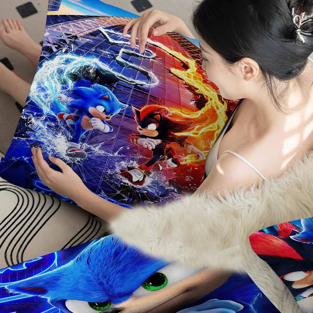 Anime S-Sonics H-Hedgehoges Cushion Cover Car Throw Pillow Case For Sofa Car Christmas Gift 40X40Cm 45X45Cm