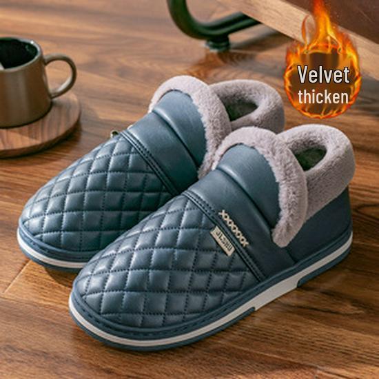 Women's & Men's Waterproof Leather Cotton Slippers for Autumn/Winter 2025 - Indoor/Outdoor, Non-Slip, Heel-Covering Design.