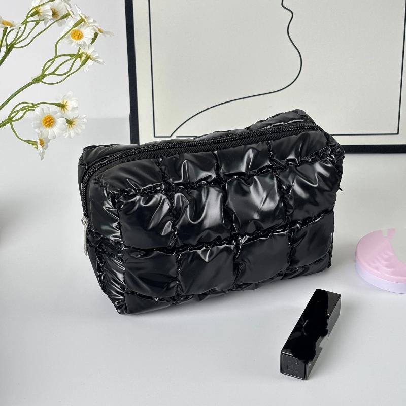 Lightweight Puffer Travel Makeup Bag with Quilted Design for Women