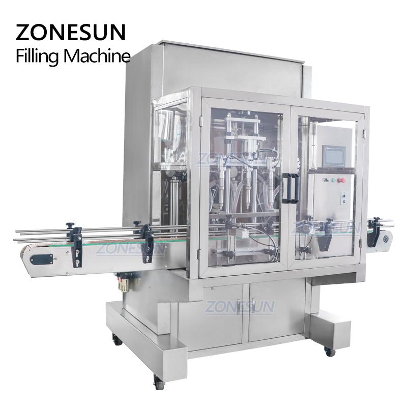 ZONESUN ZS-SV4G  Automatic Paste Honey Cream Quantitative filler Machine Servo Motor Liquid Water Bottle Filler Four Nozzles