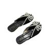 Baotou half slippers women's summer outer wear 2025 new versatile flat bottom pregnant women French pearl bow fish mouth sandals