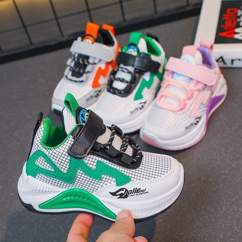 

Детская спортивная обувь Обувь для папы для девочек Кроссовки для мальчиков Повседневная обувь для студентов Большие детские туфли с мягкой подошвой Дышащие и модные 37 зелёный