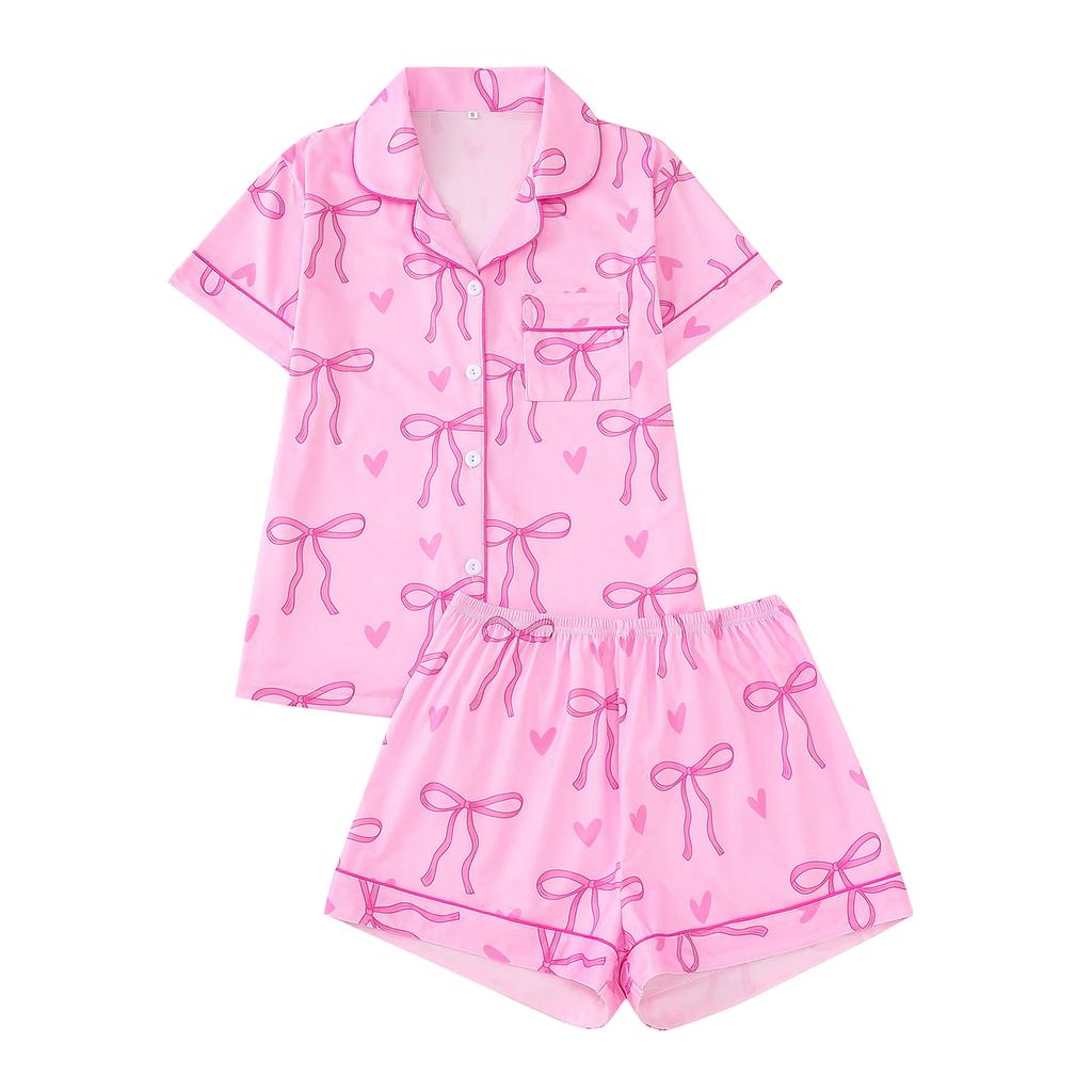 Children's Home Clothes Pajamas Set Short-sleeved Top Shorts Two-piece Set Outer Wear Play Cardigan Clothes