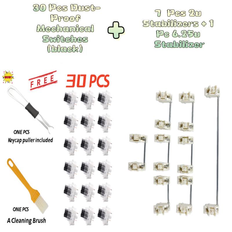 

ITLY Mechanical Keyboard Switch Kit: Blue, Black, Brown, Red Switches, Stabilizer, Keycap Puller