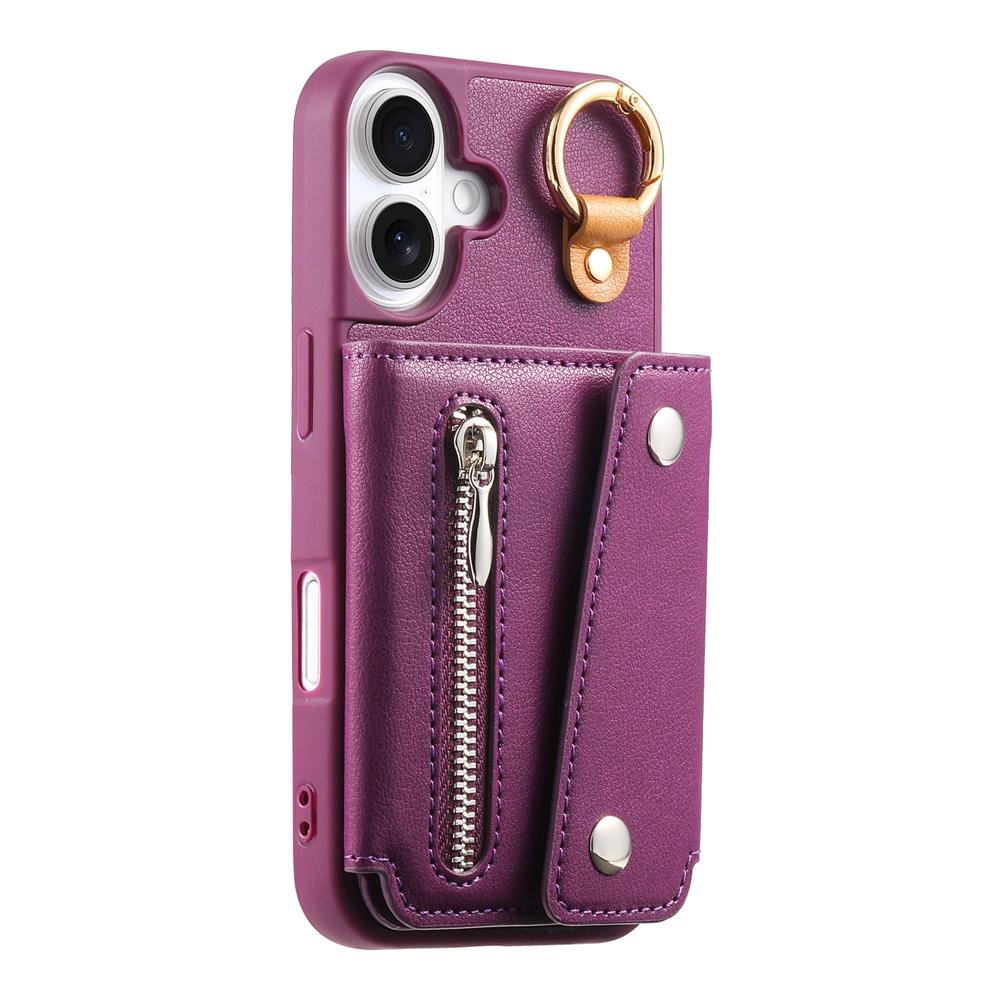 Premium Business Foldable Wallet Case with Ring & Shockproof PU Leather Phone Cover with Card Slots, Zippered Coin Pocket & Stand for iPhone/Samsung