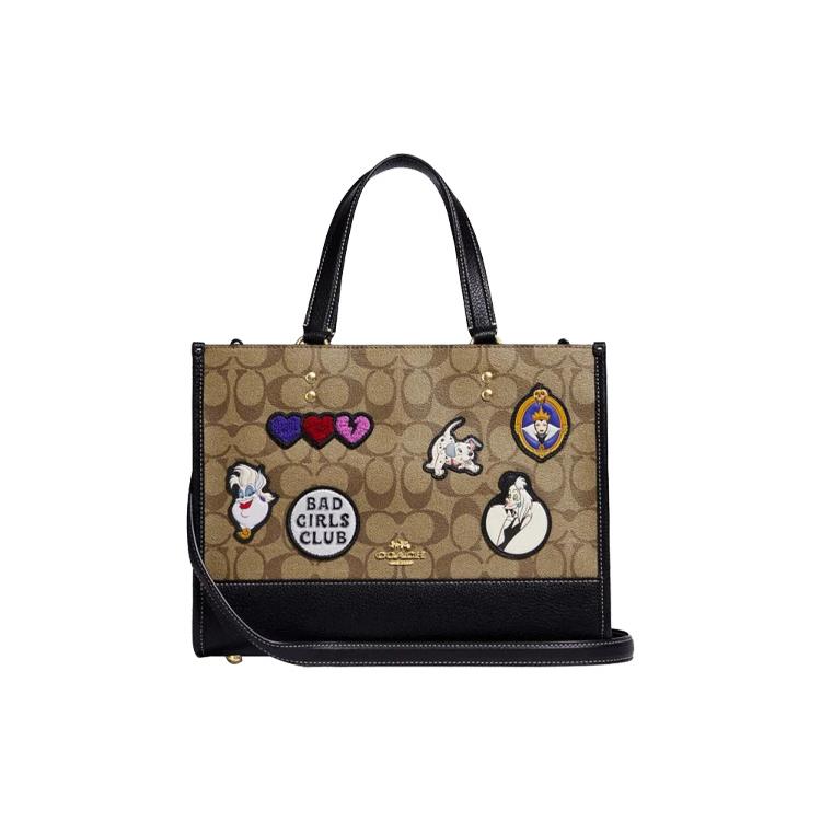 New COACH Disney Collaboration Dempsey Leather Tote Bag Shopping Bag Shoulder Bag Handbag Large Size Women's Khaki CC873-IME7V