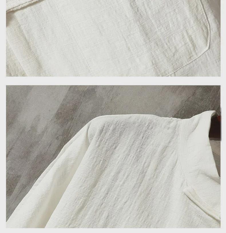 Men's Chinese Style Buttoned Cotton-Linen Stand Collar Shirt, Retro Long-Sleeve Top for Spring and Autumn