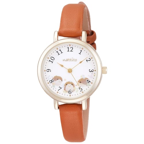 

Fieldwork Yurun Analog Watch with Animal Print Hedgehog Leather Strap ASS155-4 Women s Brown