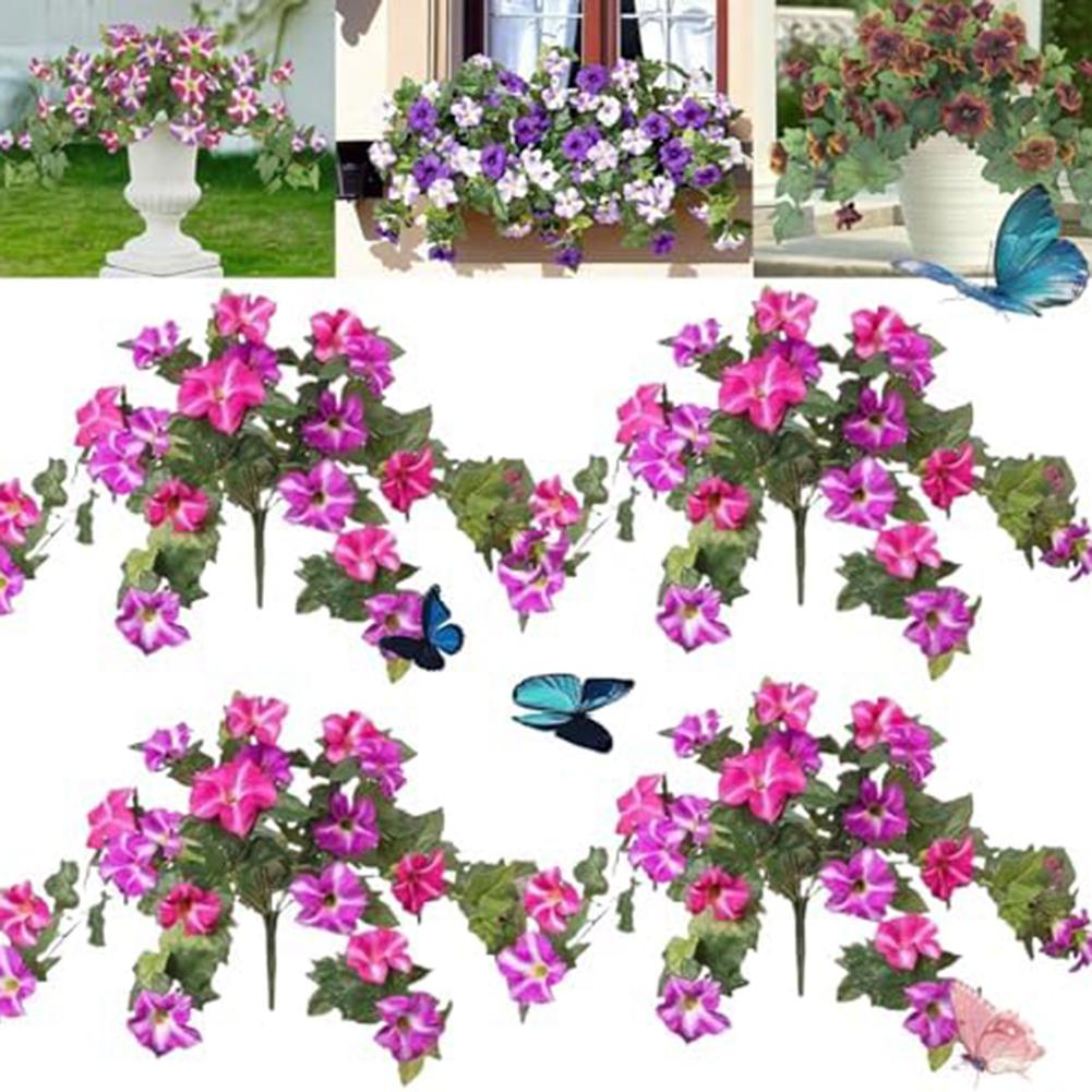 All-Weather Durability Artificial Flowers Faux Petunias UV Resistant Flowers