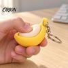 Cute Backpack Accessory Banana Fidget Clicker Keychain, 3D Printed Stress Relief Toy with Desktop for Focus Mechanical Switch, Sensory Teens