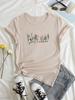 Women's Casual Short Sleeve Crew Neck T-Shirt - Vibrant Blue Floral & Graphic Print with She's Wild at Heart Quote