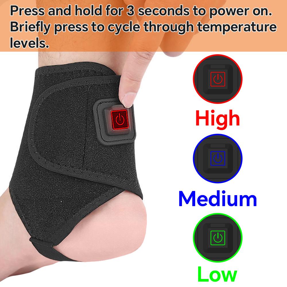 Electric Ankle Heating Pad Foot Heating Pad, USB Powered Heated Ankle Wrap with 3 Heating Levels for Men and Women Ankles Relief