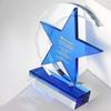 Customized Crystal Trophy, Annual Meeting Celebration Excellent Sports Souvenir Home Decoration, Blue Pentagram Glass Medal, 1Pc