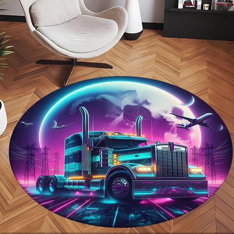 Kenworth (1) Round Office Rug Decorative Floor Rug for Office Bedroom Living Room and Home Space