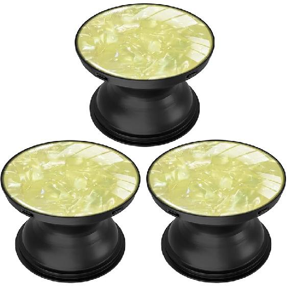 3 Pack Expandable Mobile Cell Phone Stand Grip Cellphone Holder Kickstand for Smartphone - Glitter Black Pink Green Blue Glitter Yellow
