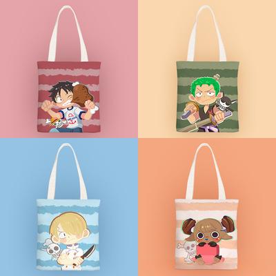 Canvas-Tragetasche im Chibi-Stil mit One Piece Anime-Motiv (niedlicher und erfrischender Stil)