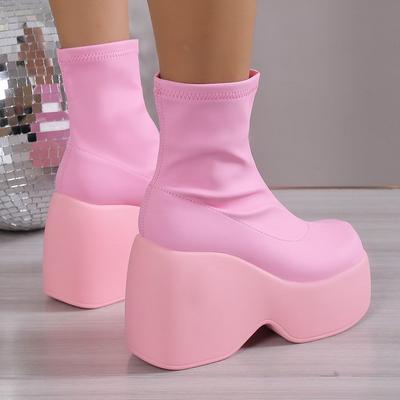 Zapatos de plataforma de cuña para mujer, botines de talla grande 43, zapatos góticos Punk, botas cortas de otoño para mujer, zapatos gruesos de suela gruesa, botas modernas