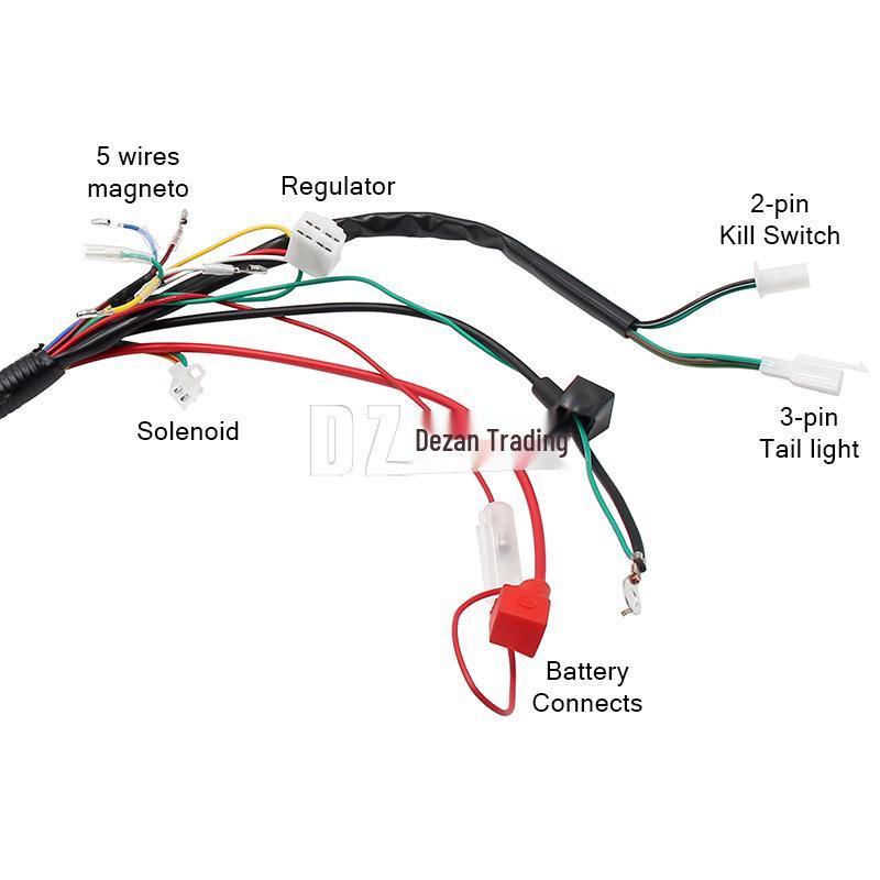 Beach Car ATV Little Bull 50-125CC Motorcycle Wiring Harness Loom