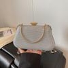 Elegant Shoulder Evening Bags for Women Simple Textured Ladies Chain Crossbody Bag Solid Color Female Party Handbags Clutch