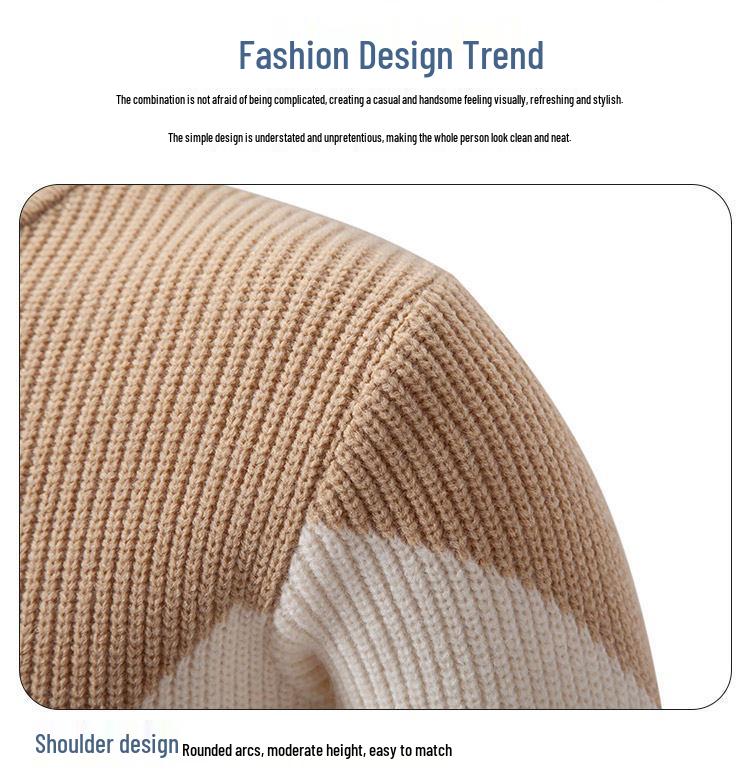 Men's Winter Thick Knit Color-Block Patchwork Sweater