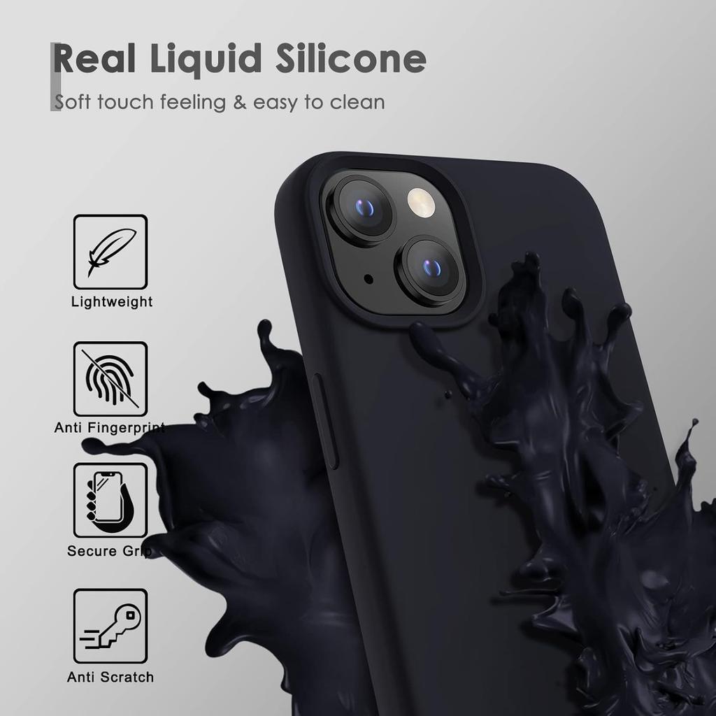 Slim-Fit for iPhone 14 Case,Skin Soft Liquid Silicone,Sturdy Hard Frame Shockproof Cover with Anti-Scratch Microfiber Lining,Full Protection for