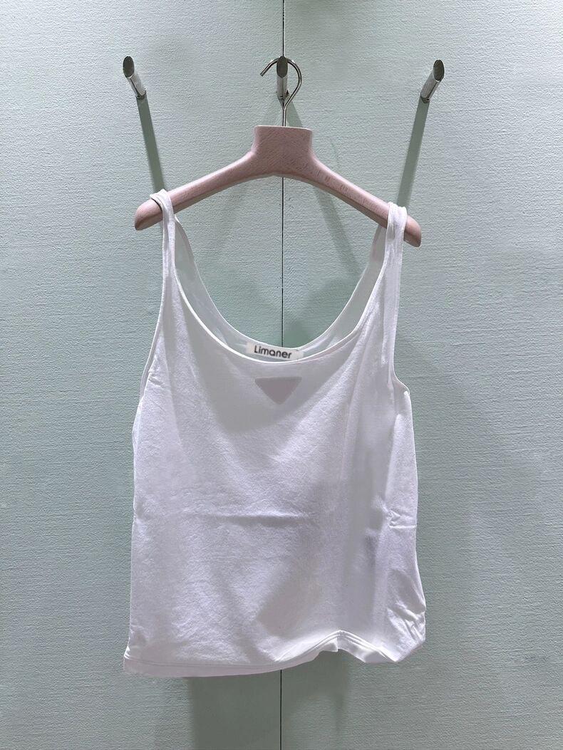 French White Triangle Sleeveless Slimming Flared Camisole Top - Spring/Summer 2026 Medium белый