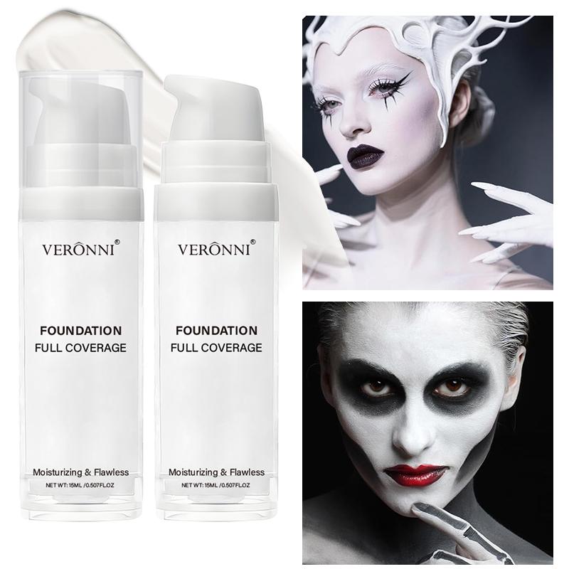 White Liquid Foundation Pure White Toning Cream Foundation, Face & Body Painting Product for Cosplay, Mardi Gras and Carnival