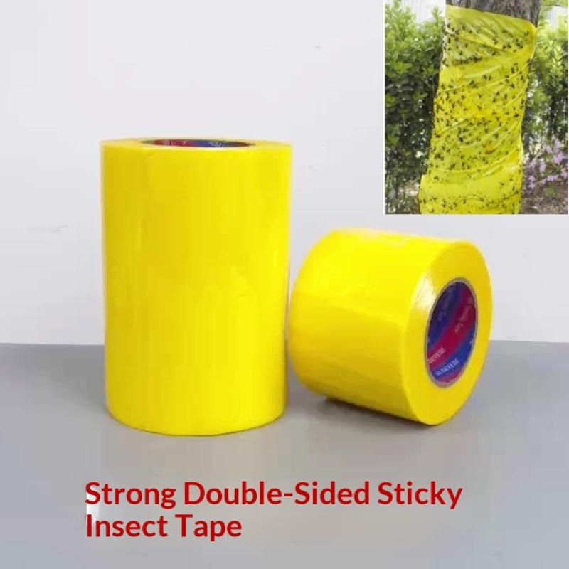 1 Rol Insectenval 10 Meter Geel Dubbelzijdig Insectenwerend Tape Tuin Ongediertebestrijding Voorkom Bladluizen Mieren Motten Klimmend